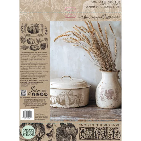 IOD AUTUMN BLESSINGS Dekor bélyegző 12"X12" (30x30 cm) IOD Decor Stamp (1 ív) - New Winter 2025