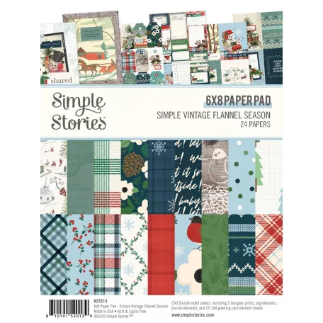 Simple Stories Simple Vintage Flannel Season Papírkészlet 6"x8" Paper Pad (24 lap)