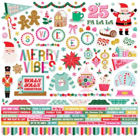 Simple Stories Hard Candy Christmas Matrica 12" (30 cm) Cardstock Stickers (1 ív)