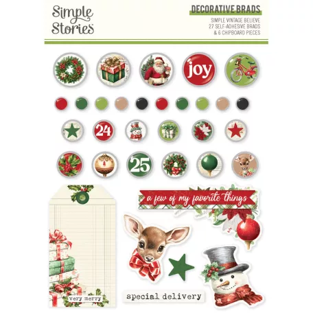 Simple Stories Simple Vintage Believe Díszítőelem Decorative Brads (1 csomag)