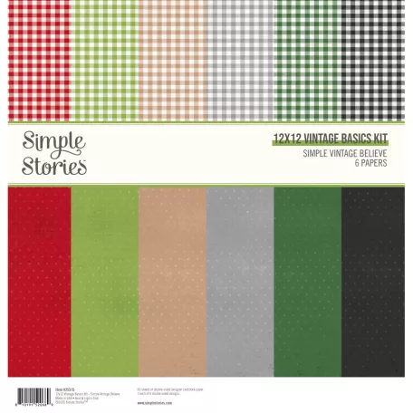 Simple Stories Simple Vintage Believe Scrapbook papírkészlet 12" (30 cm) Vintage Basics Kit (1 csomag)