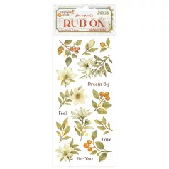   Stamperia Whispering Woods Kaparós matrica Magnolia Rub-On (1 ív)