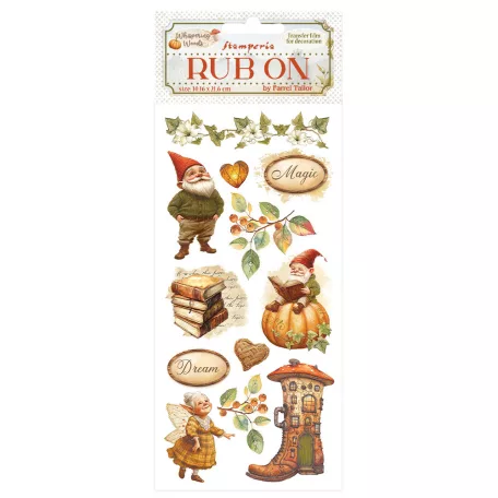 Stamperia Whispering Woods Kaparós matrica Gnome Rub-On (1 ív)
