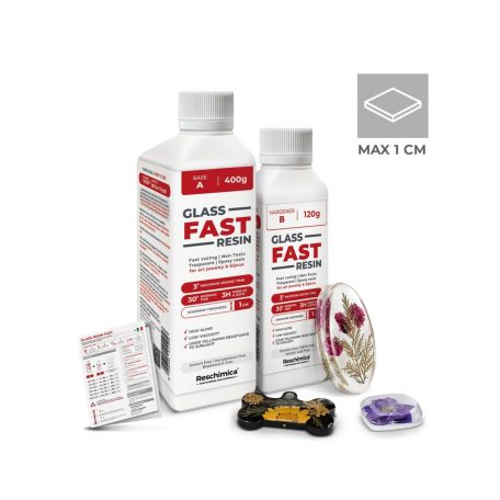 Átlátszó gyorsan kötő üveghatású epoxigyanta 520g - Reschimica Glass Fast Resin (1 csomag)