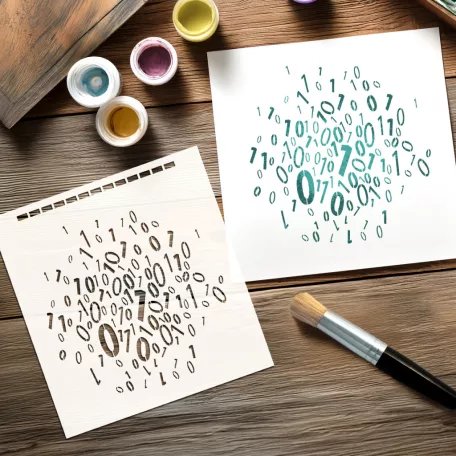 Andy Skinner stencil Binary 8" (20 cm)  Mixed Media Stencil (1 db)