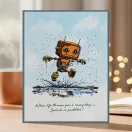 Andy Skinner gumibélyegző Bot-ology Rainy Day  Pre Cut Rubber Stamp Set (1 db)