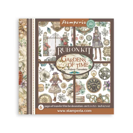 Stamperia Gardens of Time Kaparós matrica készlet  Assortment Rub-On (6 ív)
