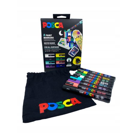 UNI POSCA dekormarker készlet 1,8–2,5 mm PC-5M pouch (8 db)