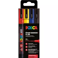   UNI POSCA dekormarker készlet 0.9 mm PC-3M Alap színek (4 db)