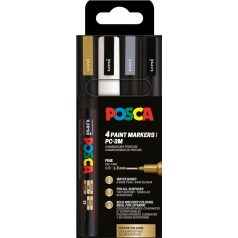   UNI POSCA dekormarker készlet 0.9 mm PC-3M Ünnepi színek (4 db)