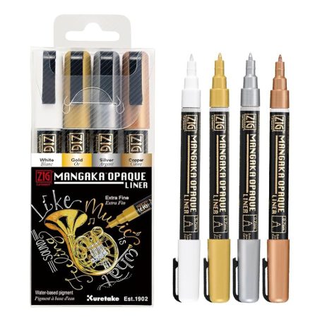 Kuretake / ZIG  Mangaka dekormarker Opaque Liner (4 db)