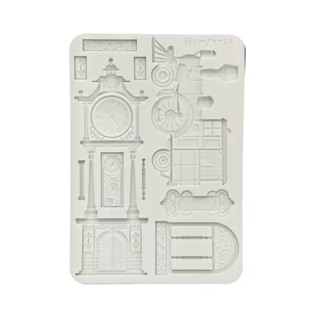 Stamperia Gardens of Time Szilikon öntőforma A5 Train and Longcase Clock Silicon Mould (1 db)