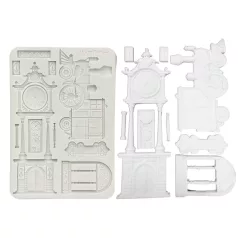   Stamperia Gardens of Time Szilikon öntőforma A5 Train and Longcase Clock Silicon Mould (1 db)