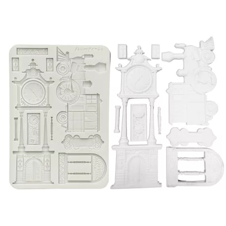 Stamperia Gardens of Time Szilikon öntőforma A5 Train and Longcase Clock Silicon Mould (1 db)