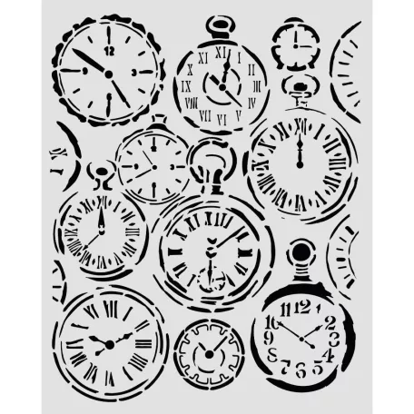 Stamperia Gardens of Time Vastag stencil 20x25cm Gardens of Time Thick Stencil 20x25cm Mixed Clocks (KSTD203) Thick Stencil  (1 db)