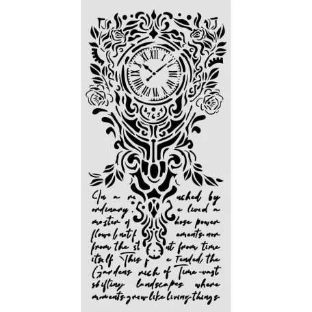Stamperia Gardens of Time Vastag stencil 12x25cm Gardens of Time Thick Stencil 12x25cm Clock and Writing (KSTDL157) Thick Stencil  (1 db)