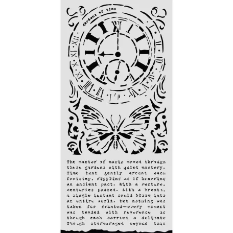 Stamperia Gardens of Time Vastag stencil 12x25cm Gardens of Time Thick Stencil 12x25cm Clock and Butterfly (KSTDL158) Thick Stencil  (1 db)