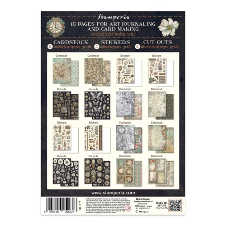 Stamperia Gardens of Time  Junk Journal Stickers, Cut-Outs, Backgrounds (1 csomag)