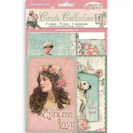 Stamperia House of Roses Kivágatok  Cards Collection (1 csomag)