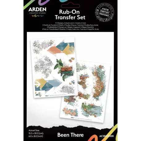 Arden Creative Studio Papírkészlet 6"x8" (15x20cm) Been There Rub-On Transfer Set (1 csomag)