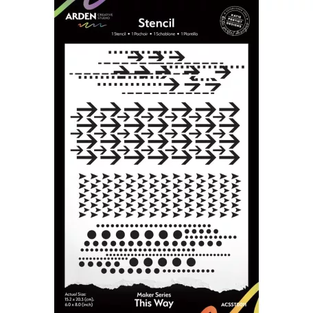 Arden Creative Studio Stencil 6"x8" (15x20cm) Maker Series Stencil This Way (1 csomag)