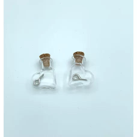 Üvegcse parafa dugóval 20x9x25mm heart Mini Glass Bottles (2 db)