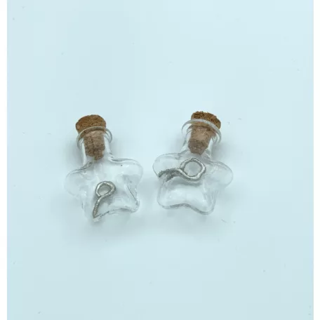 Üvegcse parafa dugóval 21x11x23mm star Mini Glass Bottles (2 db)