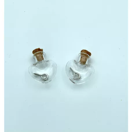 Üvegcse parafa dugóval 21x10x24mm heart Mini Glass Bottles (2 db)