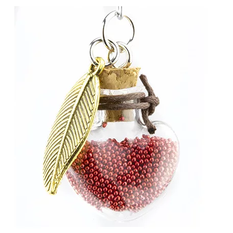 Üvegcse parafa dugóval 21x10x24mm heart Mini Glass Bottles (2 db)