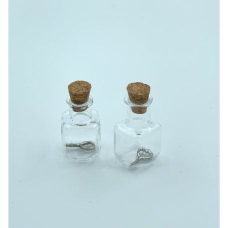 Üvegcse parafa dugóval 14x14x24mm  Mini Glass Bottles (2 db)