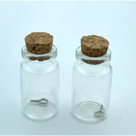 Üvegcse parafa dugóval 22x40mm Mini Glass Bottles (2 db)