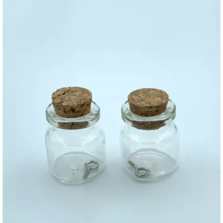 Üvegcse parafa dugóval 22x25mm Mini Glass Bottles (2 db)