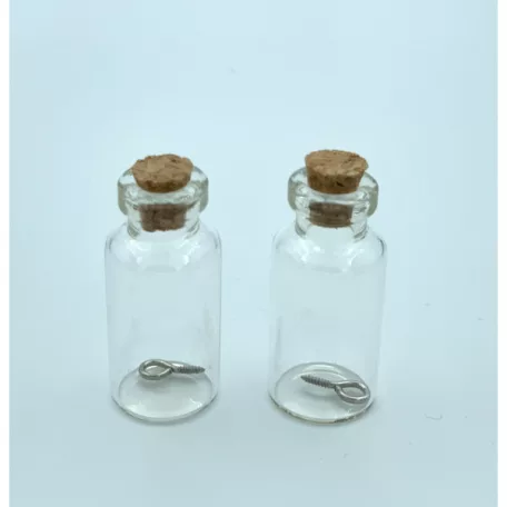 Üvegcse parafa dugóval 18x40mm Mini Glass Bottles (2 db)