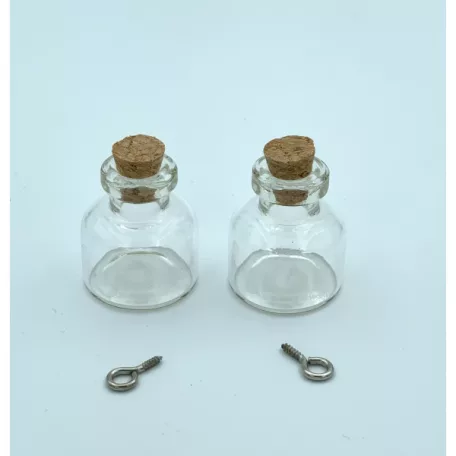 Üvegcse parafa dugóval 22x25mm Mini Glass Bottles (2 db)
