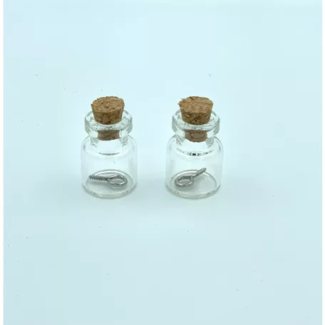 Üvegcse parafa dugóval 15x22mm Mini Glass Bottles (2 db)