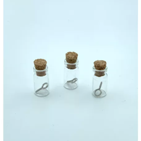 Üvegcse parafa dugóval 11x12mm Mini Glass Bottles (3 db)