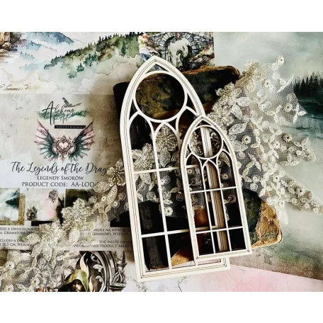 Alchemy of Art Chipboard díszítőelem - Big Window - The Legends Of The Dragons (1 db)
