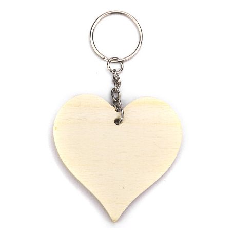 Stafil Fa díszíthető kulcstartó / Wooden Keychain Heart (1 db)