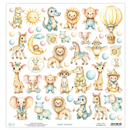 Mintay Papers Baby Safari Scrapbook papír 12" (30 cm) 1 ív