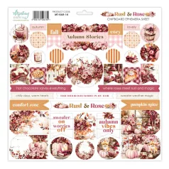   Mintay Papers Chipboard 12" (30 cm) - Chipboard Ephemera Sheet - Rust & Rose (1 ív)