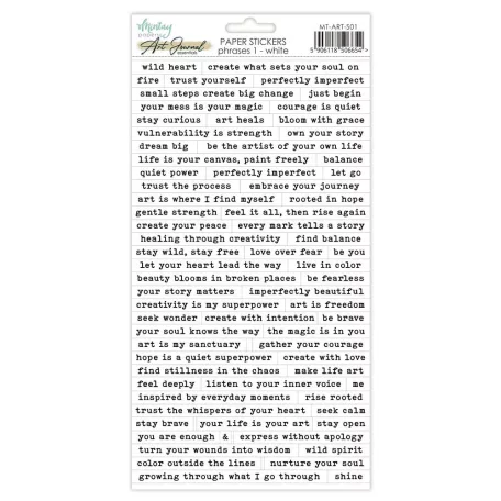 Mintay Papers Phrases 1 White Matrica Art Journal Paper Stickers Elements (1 ív)