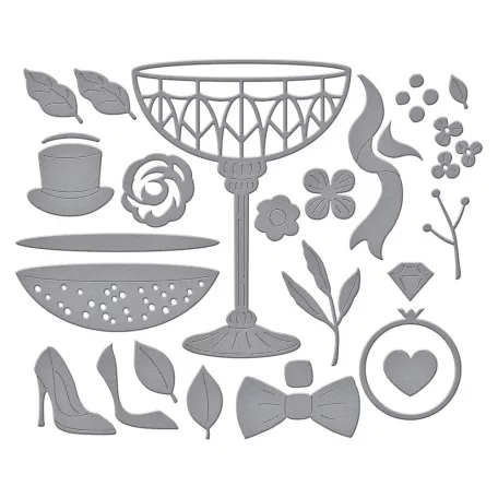 Spellbinders Vágósablon készlet A Special Toast / Happier Hour Etched Dies (1 csomag)