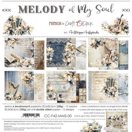 Craft O'Clock Scrapbook papírkészlet 12" (30 cm) Melody Of My Soul Paper Collection Set (6 ív)