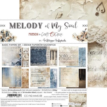 Craft O'Clock Scrapbook papírkészlet 8" (20 cm) Melody Of My Soul Basic Paper Set (24 ív)