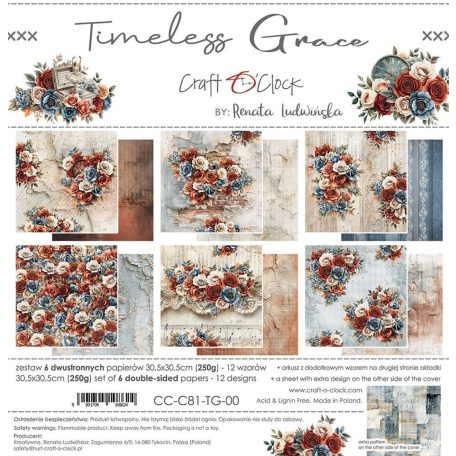 Craft O'Clock Scrapbook papírkészlet 12" (30 cm) Timeless Grace Paper Collection Set (6 ív)