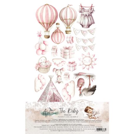 Alchemy of Art Kivágóív 6"x12" (15cm x 30 cm) Baby Girl Extras to Cut Set (1 csomag)