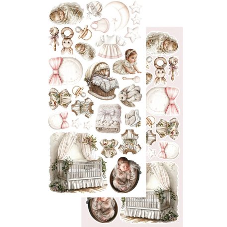 Alchemy of Art Kivágóív 6"x12" (15cm x 30 cm) Baby Girl Extras to Cut Set (1 csomag)