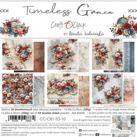 Craft O'Clock Scrapbook papírkészlet 6" (15 cm) Timeless Grace Paper Collection Set (24 ív)