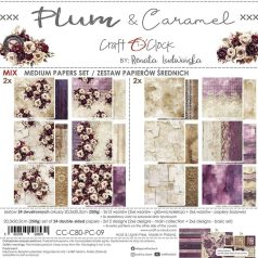   Craft O'Clock Scrapbook papírkészlet 8" (20 cm) Plum And Caramel Mix Paper Set (24 ív)
