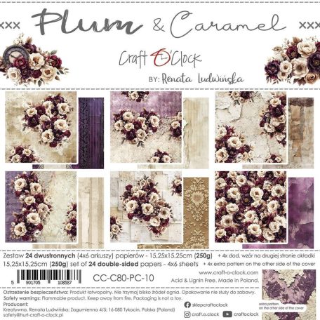 Craft O'Clock Scrapbook papírkészlet 6" (15 cm) Plum And Caramel Paper Collection Set (24 ív)